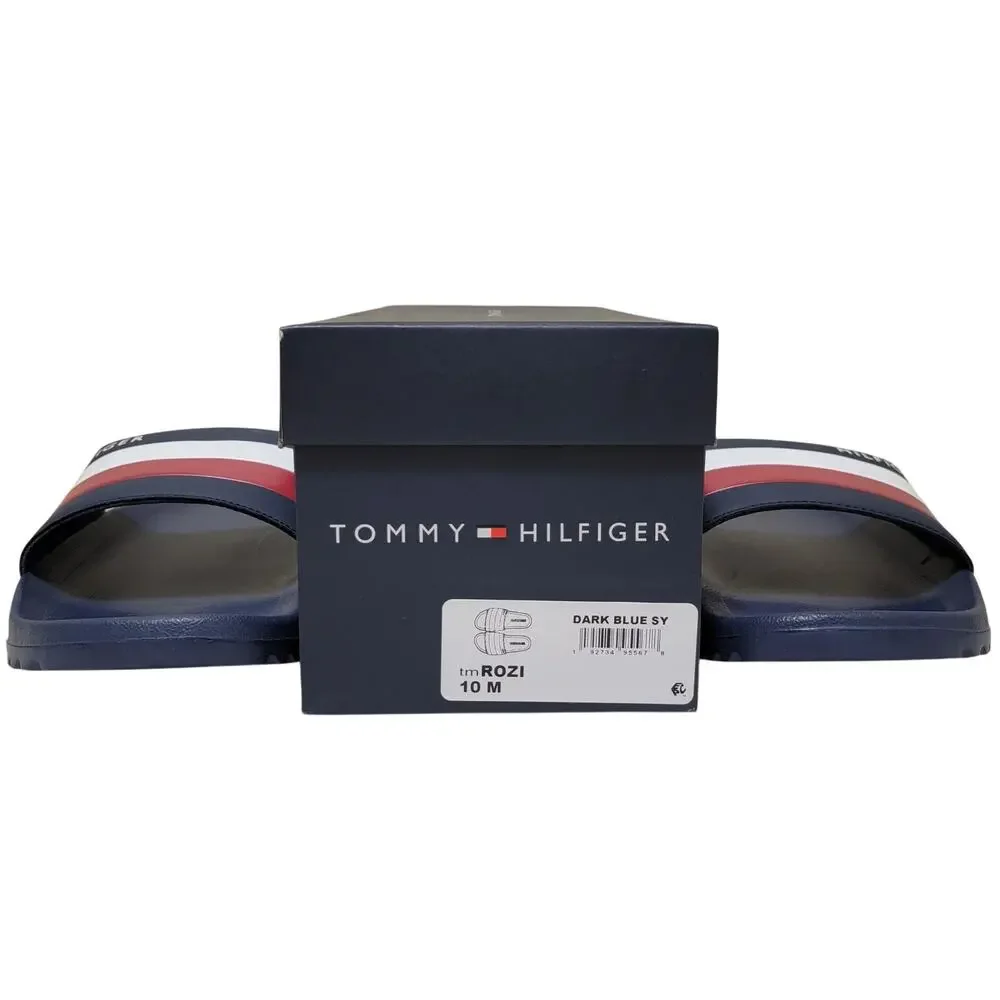 Tommy Hilfiger Men Rozi Pool Beach Slide Sandals Size US 10M Dark Blue Striped